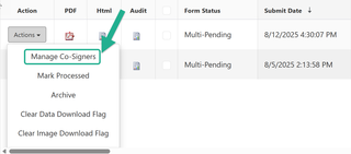 Manage Co-Signers