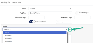 values drop down