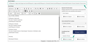 conditions in subject line
