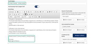 Text outside curly brackets