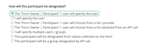 The form owner/participant 1 will specify the user