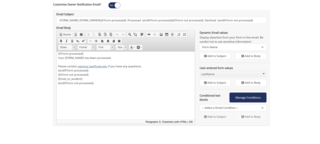Customize owner notification email